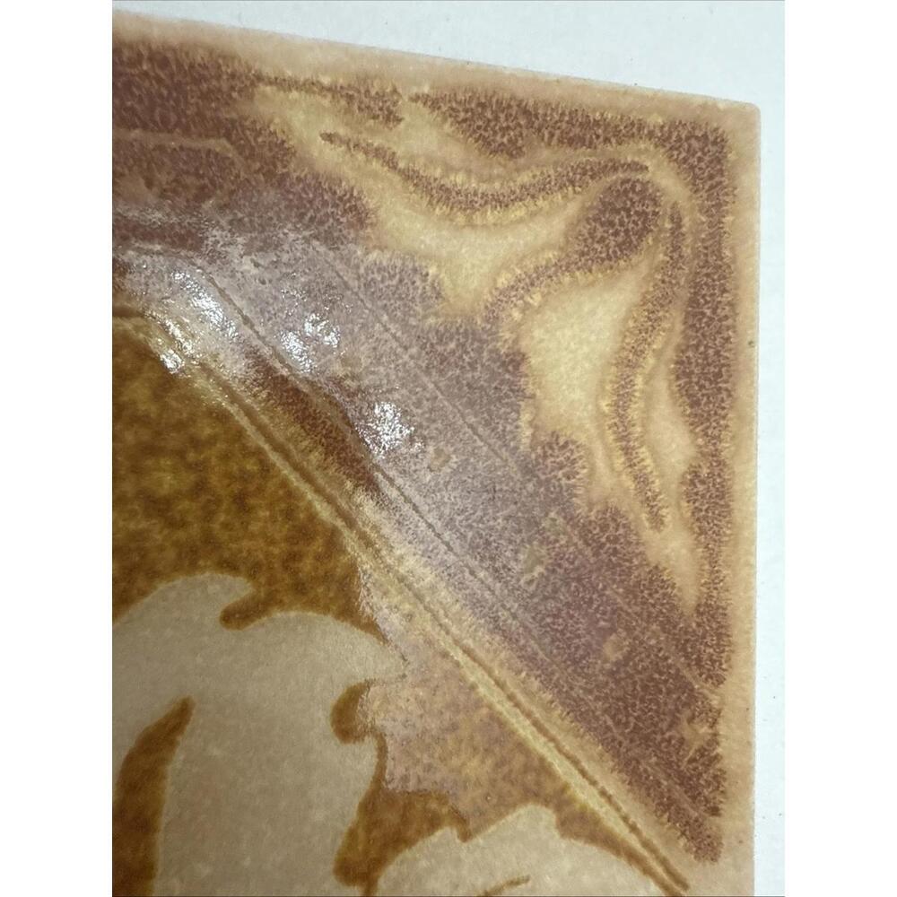 VTG Ceramic Art Tile Trivet 8” Made Italy Floral Hand Painted Brown Neutral - Picture 3 of 11